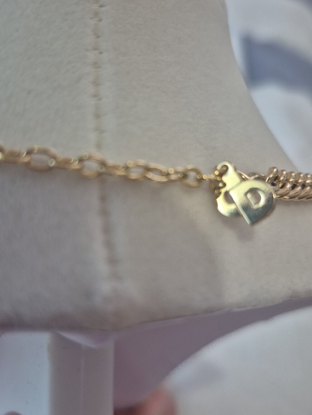 Christian Dipr Triple Plated Gold Chain Necklace with Crystals - Picture 4 of 5